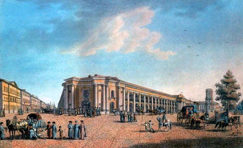 Гостиный двор и Невский проспект. Бенжамен Патерсен, 1802 год.