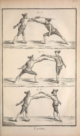 Фехтовальные упражнения. Таблица X «Энциклопедии», 1765.
