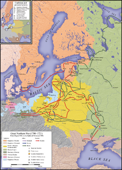 Кампании Северной войны 1700–1709 годов. Нотебург находился у истока Невы и открывал путь от Ладоги к нижнему течению реки.