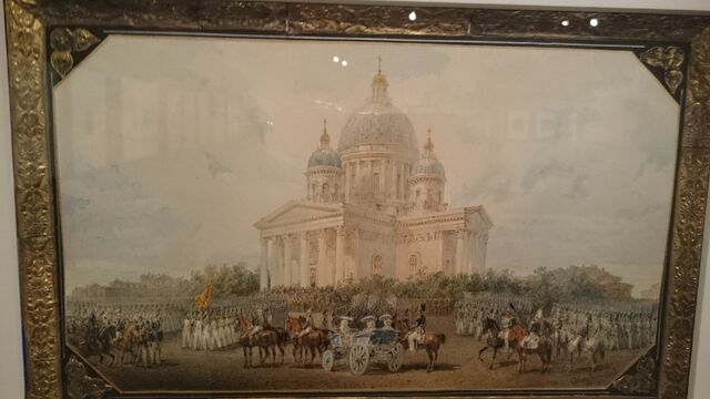 В. С. Садовников. Парад Измайловского полка у Троицкого собора. 1850.
