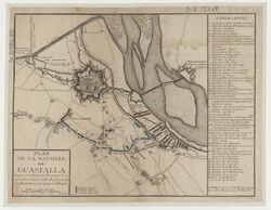 План битвы при Гвасталле 19 сентября 1734 года. Гаспар Байёль, Париж, 1734 год. Национальная библиотека Франции, GE D-15469.