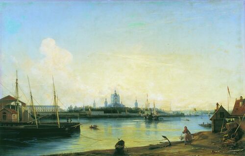 Смольный монастырь с Большой Охты. Алексей Боголюбов, 1851 год.