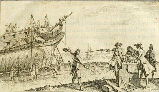 Постройка корабля. Никола Озан, 1752. Иллюстрация к трактату Дюамеля дю Монсо «Élémens de l’architecture navale».