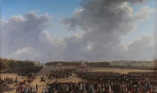 Г. Г. Чернецов. Парад на Царицыном лугу 6 октября 1831 года. Картина 1830-х годов передаёт военную и придворную среду Петербурга, в которой работал Севербрик.