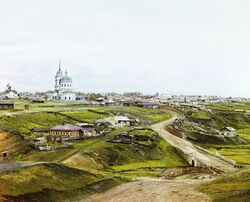 Село Колчедан. Цветная фотография Сергея Прокудина-Горского, 1912 год.