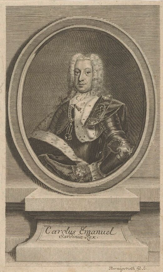 Карл Эммануил III на гравюре Иоганна Мартина Бернигерота, 1730–1767