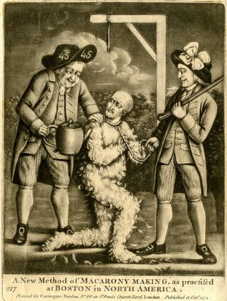 Британская политическая сатира 1774 года о Бостоне. Она характеризует политическую культуру эпохи, в которой коллективные выкрики были обычной формой публичного действия, но не из…