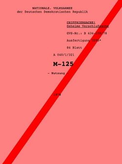 Обложка служебной инструкции Национальной народной армии ГДР по эксплуатации М-125 «Фиалка», 1978 год.