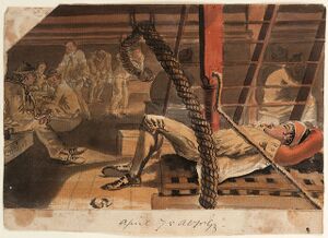 Габриэль Брей. Морской солдат спит под трапом «Паллады», 1775. National Maritime Museum, PAJ2031.