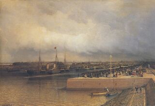 А. П. Боголюбов. Открытие Петербургского морского канала. Картина 1886 года.