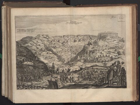 Тарки (Tarku) в Дагестане. Город, ландшафт и путники на листе издания 1656 года.