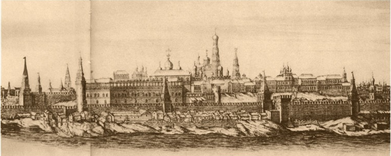 Фрагмент панорамы Москвы. Питер Пикарт, 1707–1708 годы.