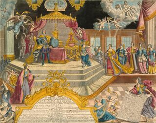 Аллегорический лист в честь коронации Екатерины I. Иван Зубов, 1724 год. Государственный исторический музей.