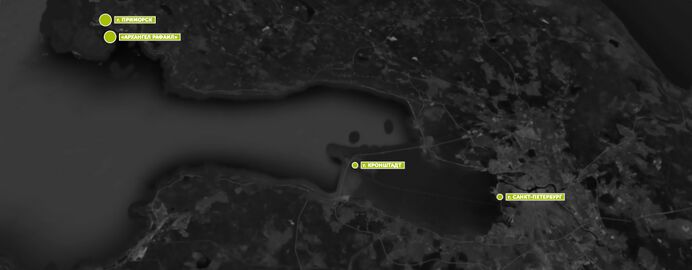 Карта района исследования из экспедиционного проекта ЦПИ РГО. Показана связь места находки с восточной частью Финского залива.